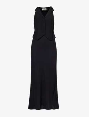 Shop Rixo London Rixo Womens Black Kimmy Sleeveless Woven Midi Dress