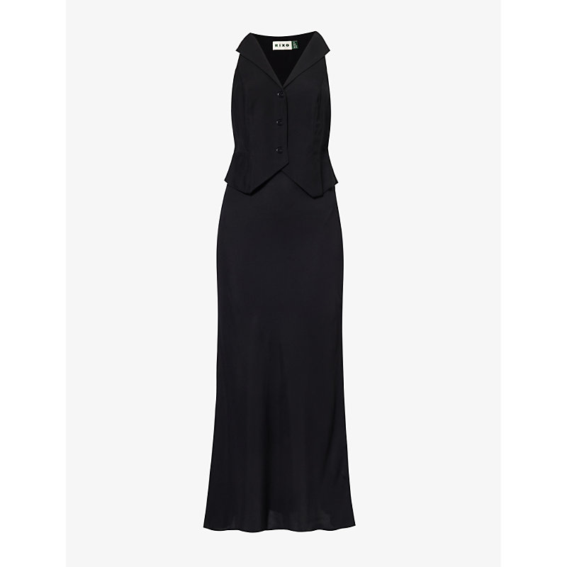 Shop Rixo London Rixo Womens Black Kimmy Sleeveless Woven Midi Dress