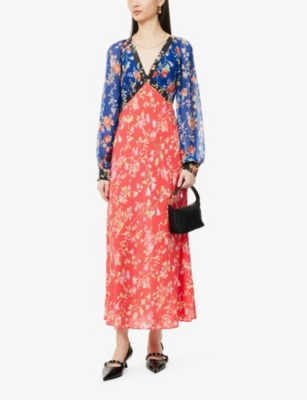 Shop Rixo London Rixo Women's Multi Mix Ayla Floral-print Silk Midi Dress
