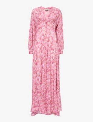 Shop Rixo London Rixo Women's Magenta Emory Floral-print Silk Maxi Dress