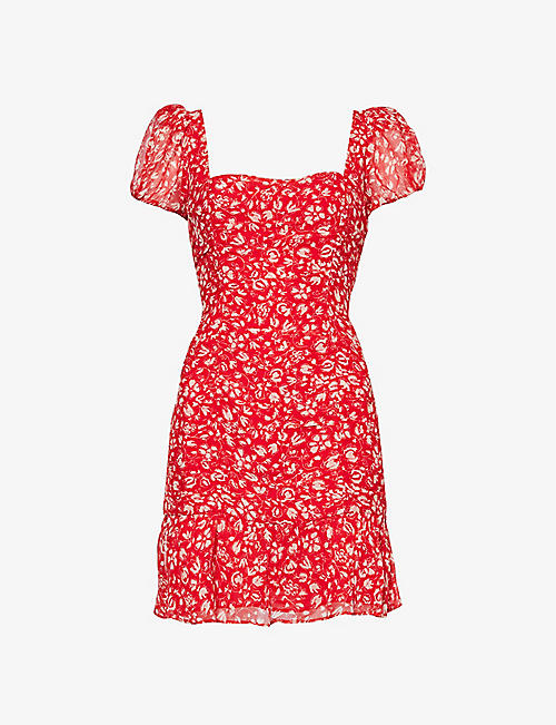 RIXO: Bowie floral-print woven mini dress