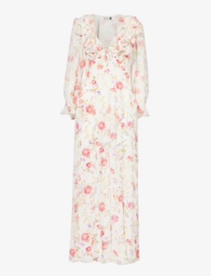 Rixo London Linnett Ruffled Floral-print Silk-chiffon Maxi Dress In Waterblossom Ivory