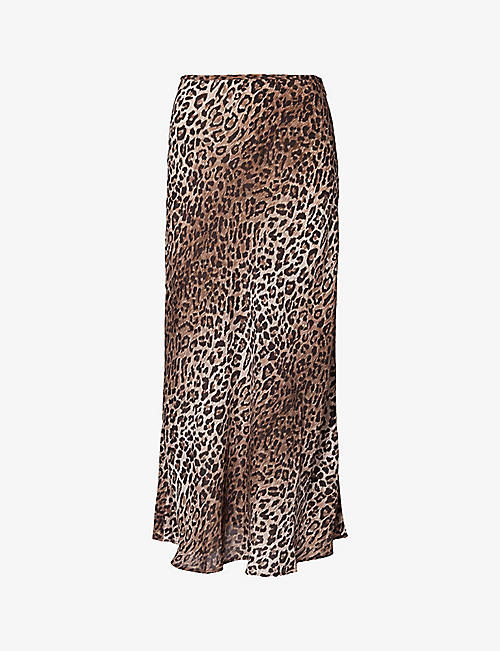 RIXO: Kelly leopard-print silk-blend midi skirt