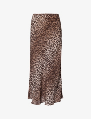 Rixo London Rixo Womens Leopard Kelly Leopard-print Silk-blend Midi Skirt