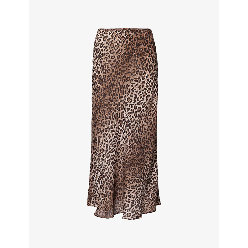Rixo London Rixo Womens Leopard Kelly Leopard-print Silk-blend Midi Skirt