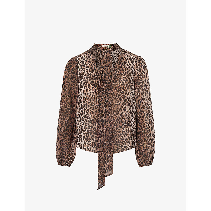 Shop Rixo London Rixo Women's Leopard Moss Leopard-print Relaxed-fit Silk Top