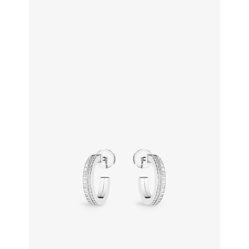 Boucheron Womens White Gold Quatre Radiant Edition 18ct White-gold 0.24ct Diamond Hoop Earrings