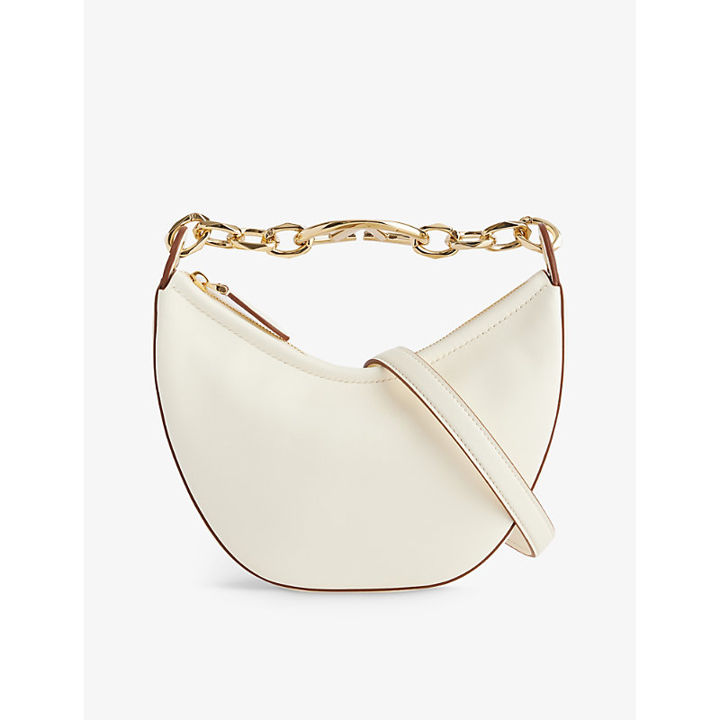 Shop Valentino Moon Mini Leather Shoulder Bag In Ivory