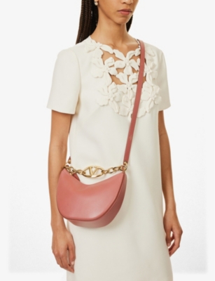 Shop Valentino Garavani Women's Rose Brown Moon Leather Shoulder Bag