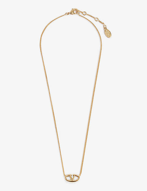VALENTINO GARAVANI: VLOGO gold-tone metal pendant necklace