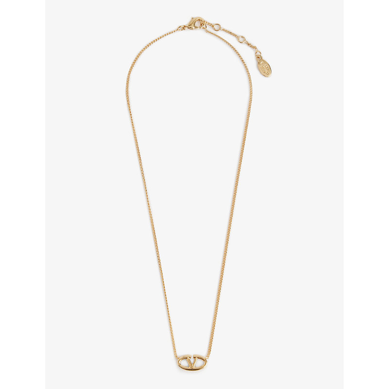 Valentino Garavani Womens Oro 18 Vlogo Gold-tone Metal Pendant Necklace