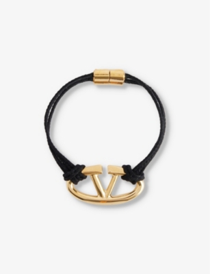 Valentino Garavani Womens Nero Vlogo Moon Cotton Cord Bracelet