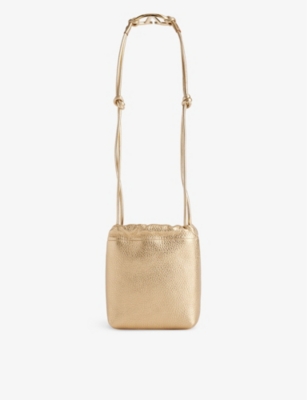 Valentino Garavani Womens Gold Mini Leather Bucket Bag