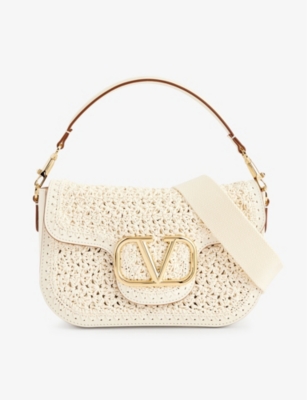Shop Valentino Garavani Women's Ivory Alltime Leather Shoulder Bag