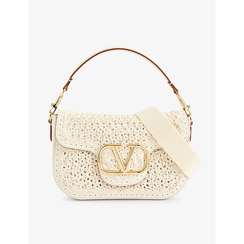 Shop Valentino Garavani Women's Ivory Alltime Leather Shoulder Bag