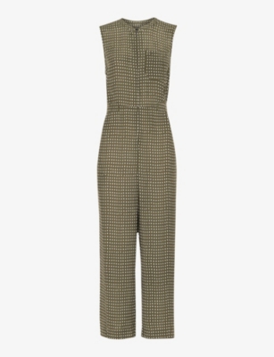 Whistles Oval Spot Remmie Jumpsuit In Khaki/mulit