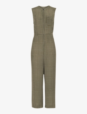 Whistles Oval Spot Remmie Jumpsuit In Khaki/olive