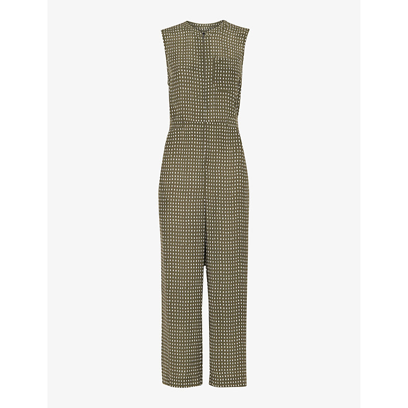 Whistles Oval Spot Remmie Jumpsuit In Khaki/olive