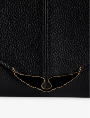 Shop Zadig & Voltaire Zadig&voltaire Womens Noir Borderline Wing-embellished Leather Cross-body Bag