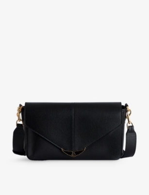 Shop Zadig & Voltaire Zadig&voltaire Womens Noir Borderline Wing-embellished Leather Cross-body Bag