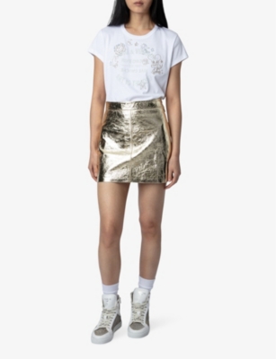 Shop Zadig & Voltaire Zadig&voltaire Womens Shea Jinette Regular-fit High-rise Leather Mini Skirt