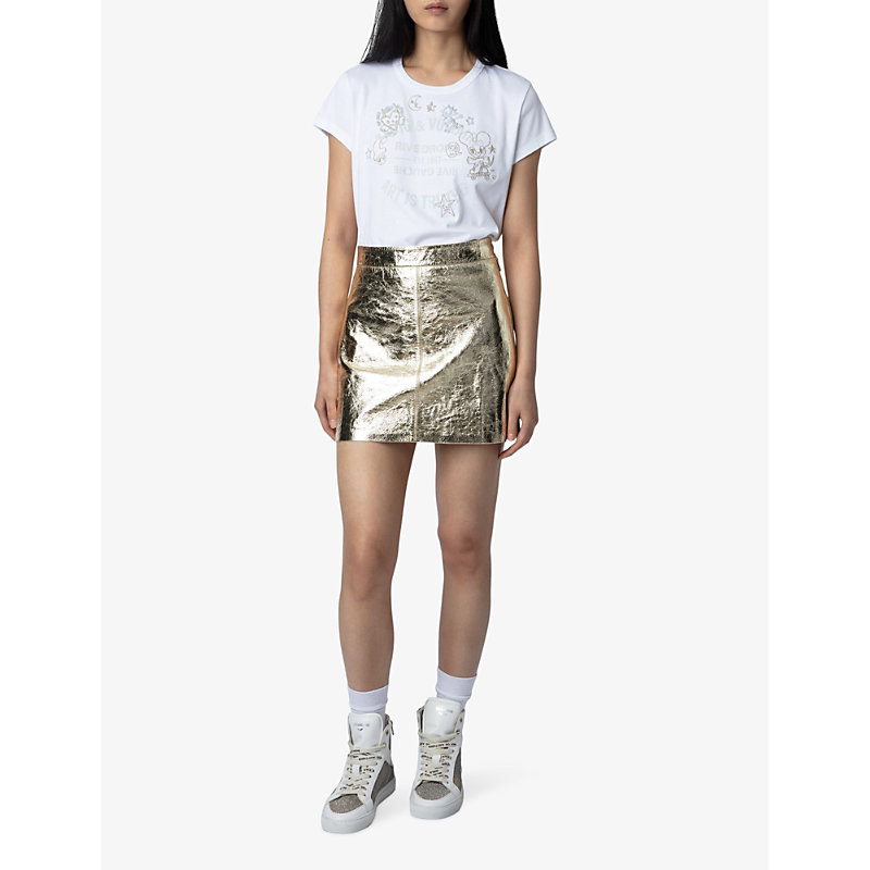 Shop Zadig & Voltaire Zadig&voltaire Womens Shea Jinette Regular-fit High-rise Leather Mini Skirt