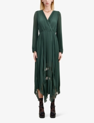 THE KOOPLES: Asymmetric-hem pleated woven maxi dress