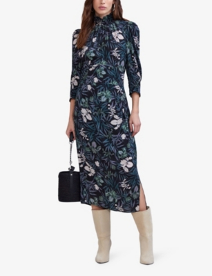 Shop Ikks Orchids Floral-print Woven Maxi Dress In Ecru