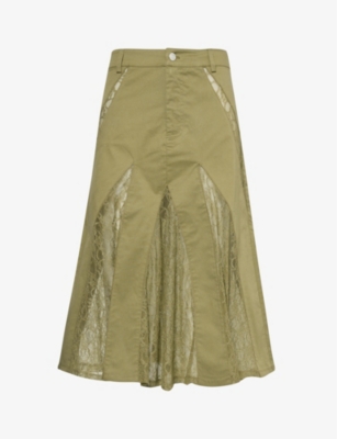 MIAOU: Anita flared-hem stretch-cotton midi skirt
