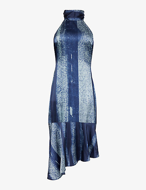 MIAOU: Karina abstract-pattern stretch-satin mini dress