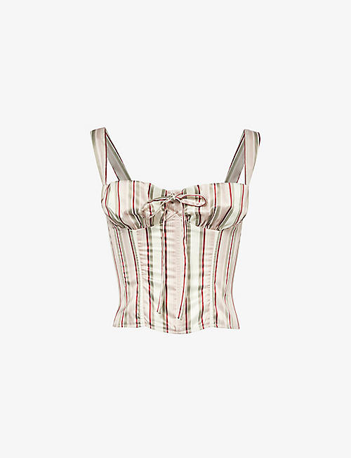 MIAOU: Agnes corseted stretch-satin top