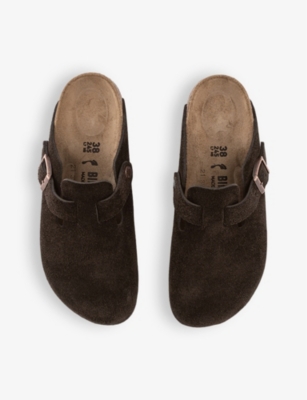 Birkenstock Boston Sfb Cork-footbed Suede Clogs In Black
