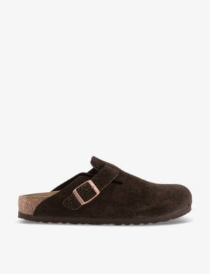 Shop Birkenstock Women's Mocca Suede Boston Logo-embossed Suede Clogs