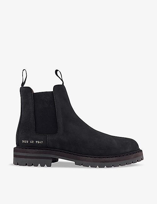 COMMON PROJECTS: Winter elasticated-panel suede Chelsea ankle boots