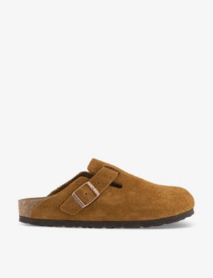 Shop Birkenstock Women's Mink Suede Boston Logo-embossed Suede Clogs