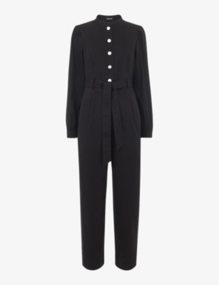 WHISTLES: Andrea button-up long-sleeve cotton jumpsuit