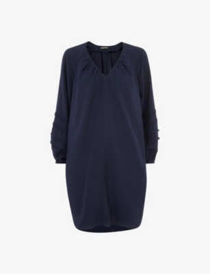 Shop Whistles Women's Navy Grace V-neck Relaxed-fit Woven Mini Dress