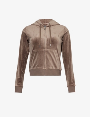 JUICY COUTURE: Robertson logo-embellished stretch-velour hoody