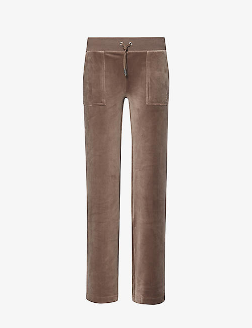 JUICY COUTURE: Del Ray patch-pocket straight-leg stretch-velour jogging bottoms