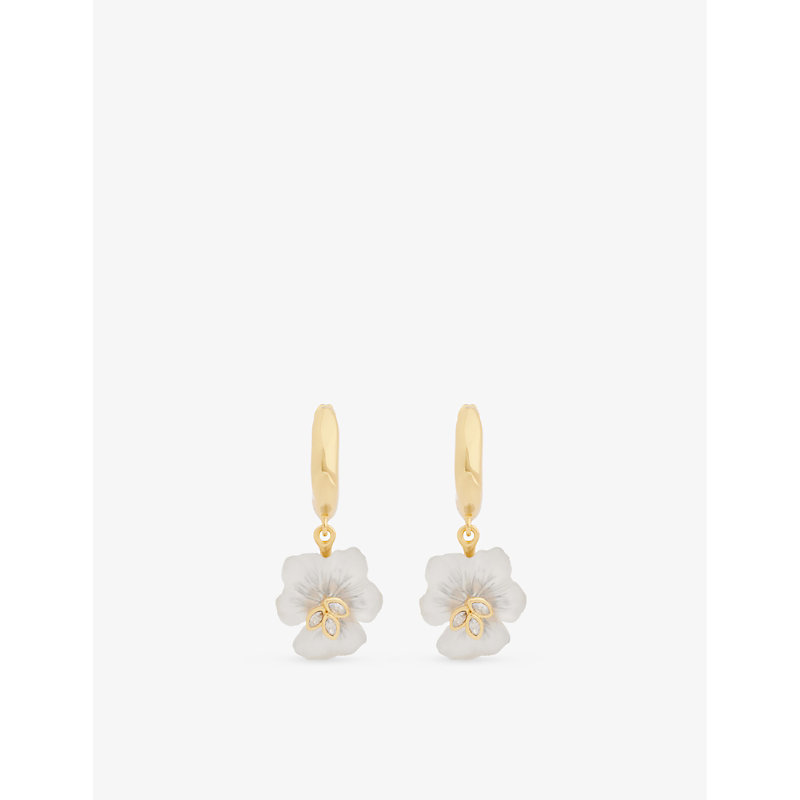 Alexis Bittar Women's 14k Gold Pansy 14ct Yellow Gold-plated Brass, Lucite And Crystal Hoop Earrings