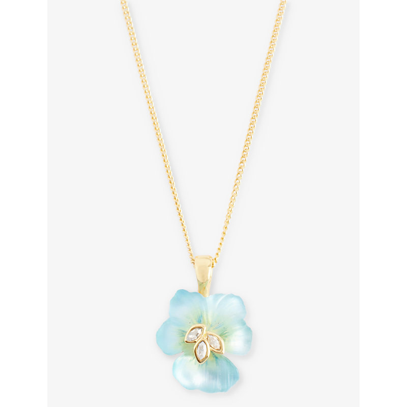 Shop Alexis Bittar Women's 14k Gold Pansy 14ct Yellow Gold-plated Brass, Lucite And Crystal Pendant Neckl