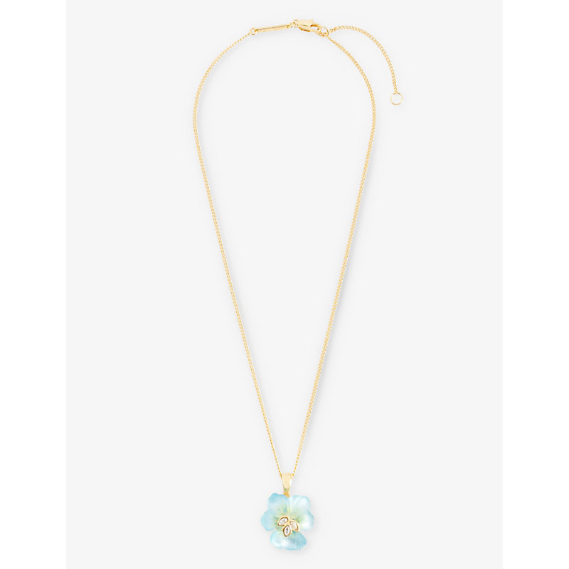 Shop Alexis Bittar Women's 14k Gold Pansy 14ct Yellow Gold-plated Brass, Lucite And Crystal Pendant Neckl