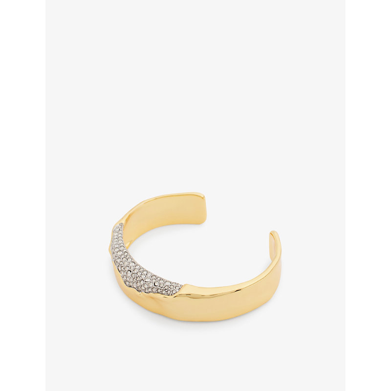 Alexis Bittar Solanales 14ct Yellow Gold-plated Brass And Crystal Cuff Bracelet