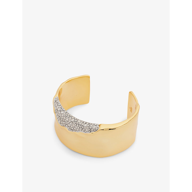 Alexis Bittar Solanales Crystal-embellished 14ct Yellow Gold-plated Brass Bracelet In 14k Gold & Imi Rhodium