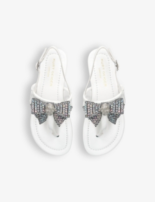 KURT GEIGER LONDON: Mini Kensington T-bar leather sandals 6-7 years