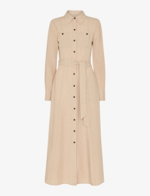 WHISTLES: Estella belted-waist regular-fit linen-blend midi dress