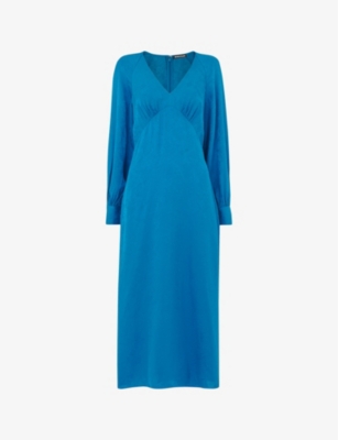 WHISTLES: Serpent long-sleeve jacquard woven midi dress