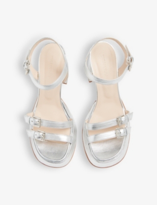 Shop Whistles Addie Limited-edition Heeled Leather Sandals In Silver