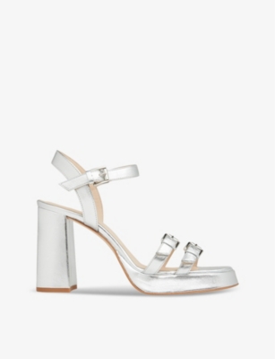 Whistles Womens Silver Addie Limited-edition Heeled Leather Sandals