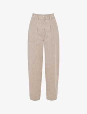 Whistles Womens Multi-coloured Tessa Stripe-pattern Mid-rise Straight-leg Cotton-blend Trousers